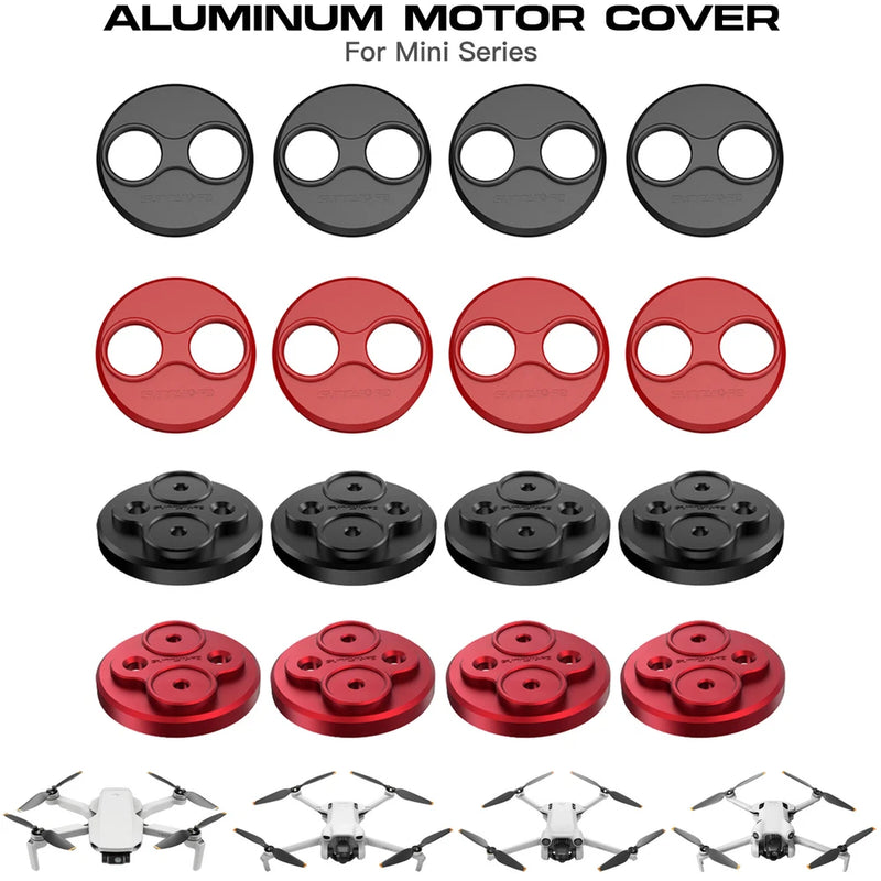 Aluminum motor cover caps set in black and red, round with two openings
