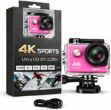Ultra HD 4K Action Camera 20MP WiFi Waterproof 30M Sports Cam 16GB Pink
