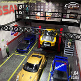 Diorama 1/64 Car Garage Model LED Lights Repair Workshop Scene Display Model