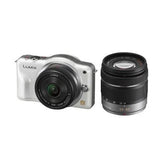 Used, excellent condition Panasonic LUMIX DMC-GF3 double lens kit, white.