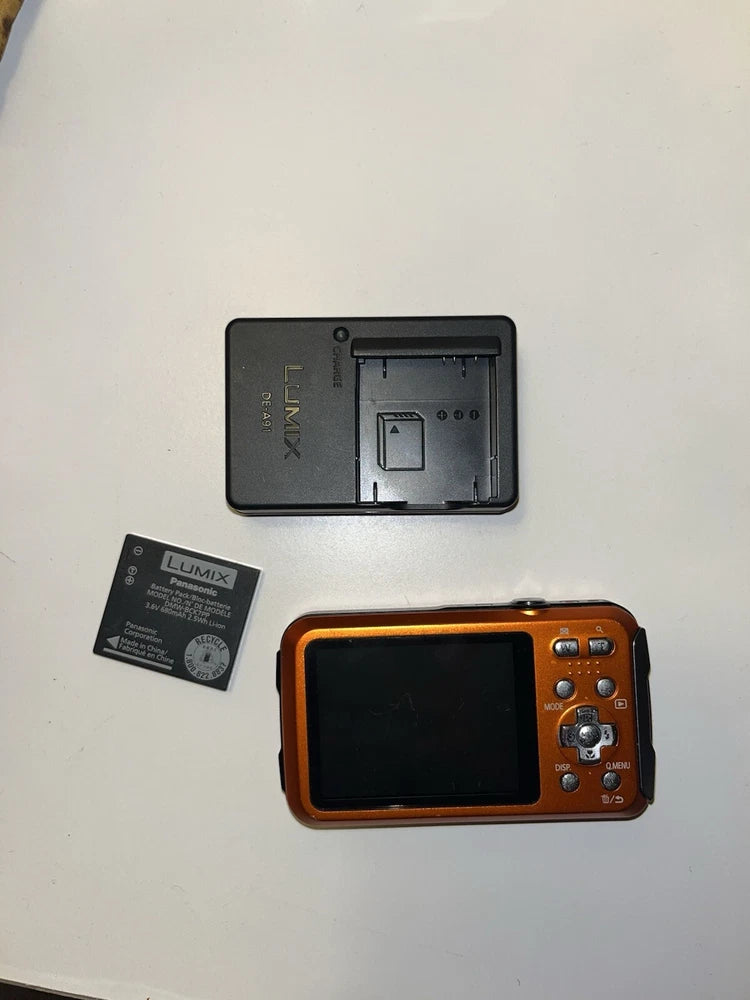 Panasonic Lumix DMC-TS25 Waterproof Camera With Battery and Charger- Orange