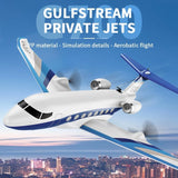 White and blue RC jet glider model aircraft with wing and prop details