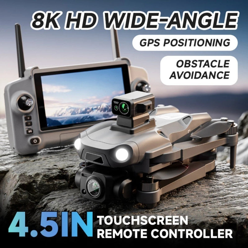 8K GPS Drone w/ Touchscreen Controller, 5G FPV, Dual Battery, Auto Return