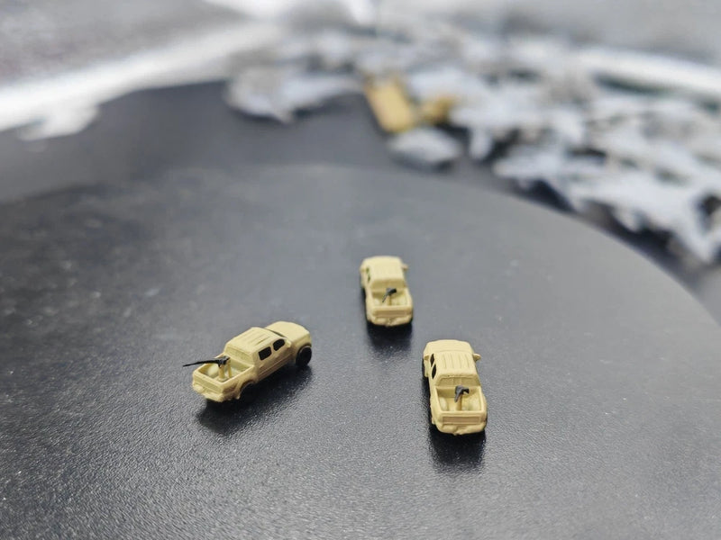 3D Printed 1/350/400 Model Syrian Armed Pickup Truck Fleet A Total of 5 Vehicles