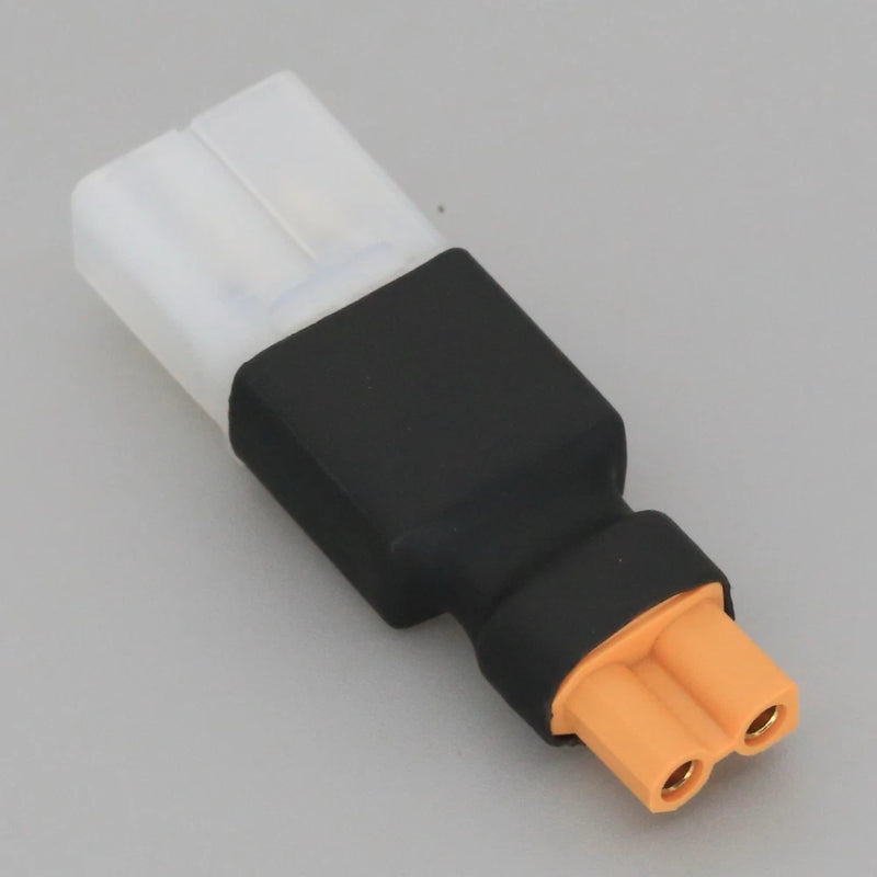 Tamiya male to XT30 female jack adapter, black with orange connector ends