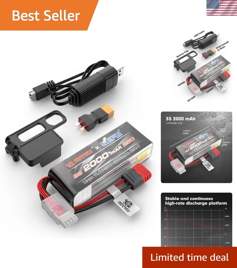 Lightweight Angry Snail LiPo Battery 3S 11.1V 2000mAh for Multi-Scale RC Models Battery