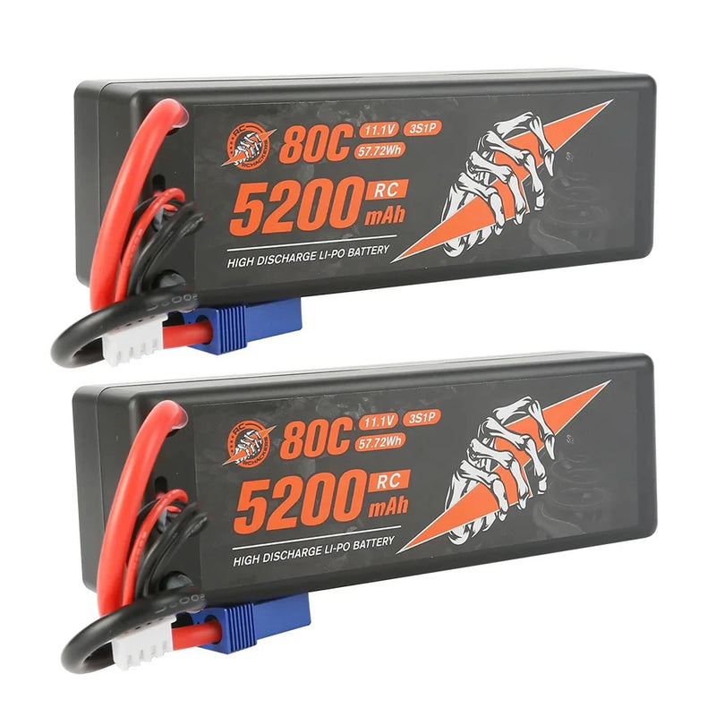 RCHackers 3S 5200mAh 11.1V 80C RC LiPo Battery with EC5 Plug - 2 Pack Battery
