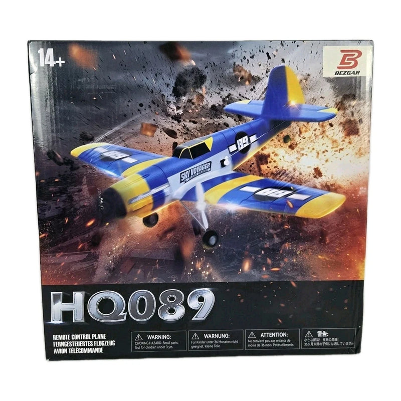 RC remote control airplane toy box, blue and yellow 6-axis flying plane