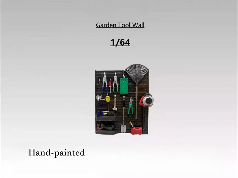 Diorama 1/64 Garden Tool Wall Model Garage Trash Can Car Repair Scene Display