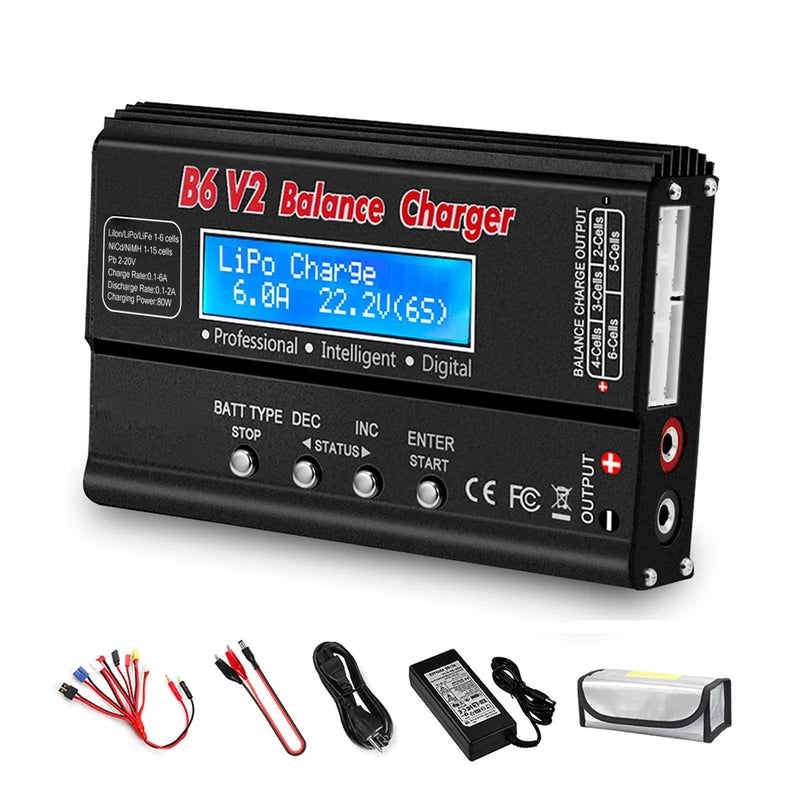 W 6A RC Battery Charger Balance Discharger 1S-6S LiPo LiFe Li-ion NiMH NiCd Battery