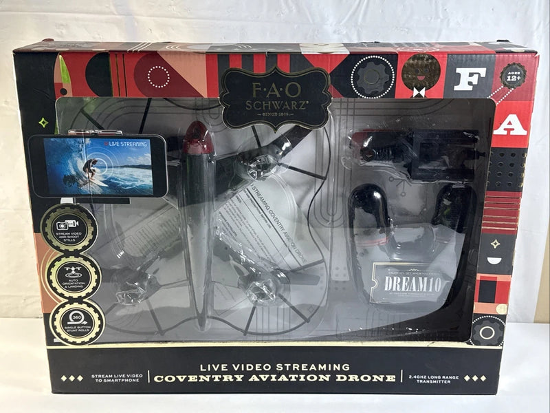 FAO Schwarz live video streaming drone in retail box with controller