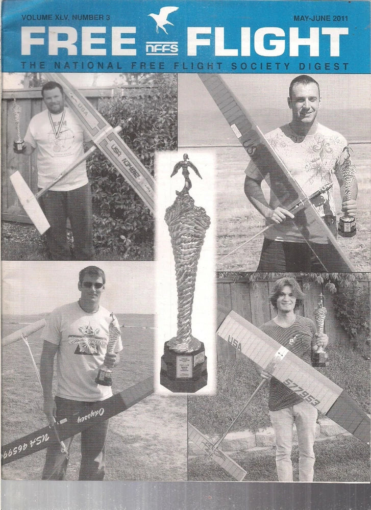 May/June 2011 Free Flight magazine cover with aircraft, portraits, and trophy graphic