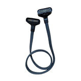 Extension cable with two black connectors and a coiled cord