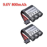 9.6V 800mAh Li-ion RC car battery pack set with black connectors and red wires