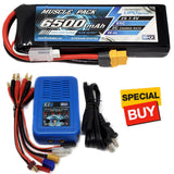 NHX Muscle Pack 2S 7.4V 6500mAh 65C Lipo Battery w/ XT60 Connector / EZ6 Charger Battery