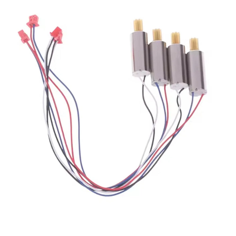 RC drone motor set with 4 cylinder motors and multi-wire harness, red blue white leads
