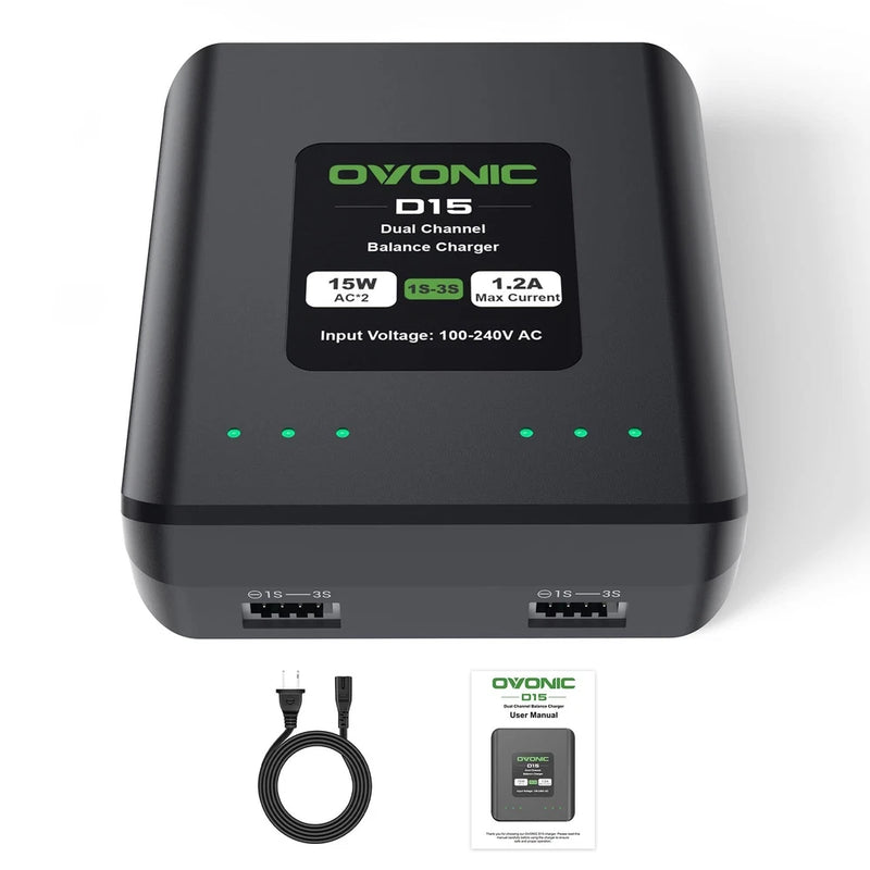 Dual LiPo Battery Charger 15W 1.2A AC for 1S-3S RC Cars Boats Drones Balance Cha Battery