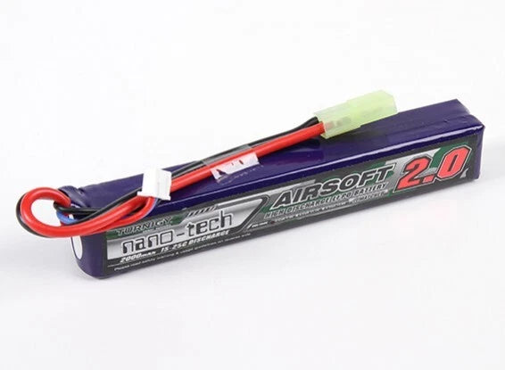 TURNIGY NANO-TECH 2000mAh 2S 7.4V 15C-25C LIPO BATTERY AIRSOFT MINI TAMIYA MOLEX
