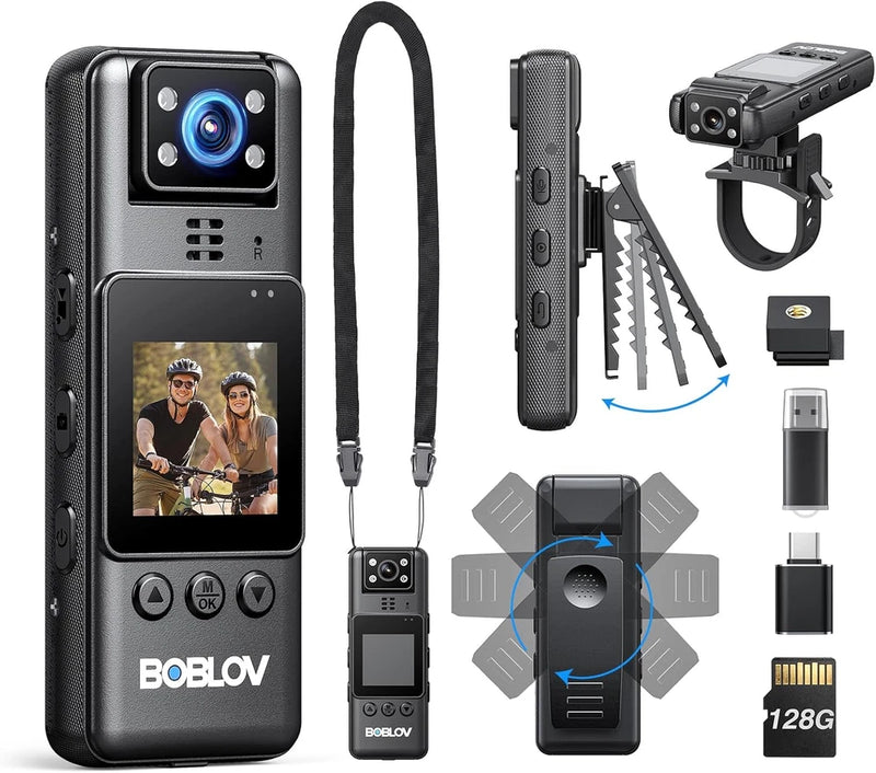 Mini Body Camera with Video: 128G Action Camera, Small Cameras for Vlogging with