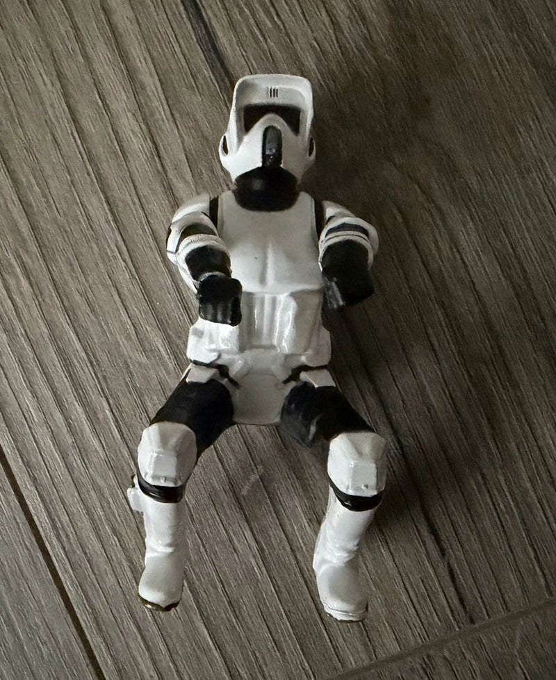 Stormtrooper rider action figure in white armor with black visor and gloves