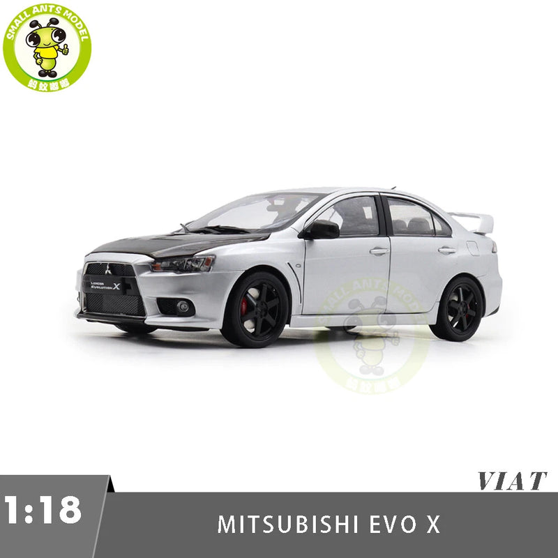 1/18 Mitsubishi Lancer EVO X 10 Silver Carbon Hood Diecast Model Car