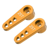 2pcs, Aluminum Alloy 25T Steering Servo Single Arm Horn Gold for DIY RC Car