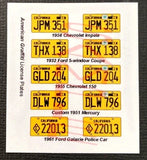 AMERICAN GRAFFITI MOVIE CAR miniature LICENSE PLATES for 1/25 scale MODEL CARS