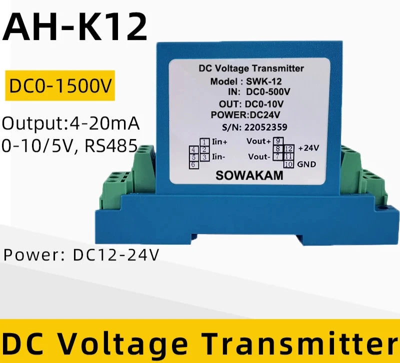 Voltage Sensor Transmitter AC DC 0-200V Input 4-20mA RS485 Output DC 24V Power