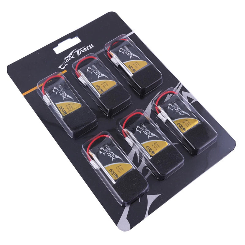 Tattu 600mAh 25C 3.7V 1S Lipo Battery Pack with Molex 51005-2P Plug US ( 6pcs)