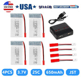 4pcs 3.7V 25C 650mAh Li-Polymer Li Battery 802540 For Helicopter Models RC Drone