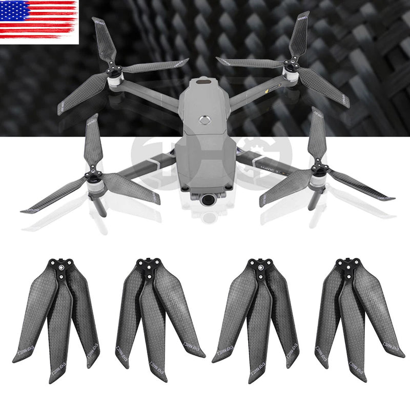 2 Pairs  3-Blade 8743FCarbon Fiber Propellers Low-Noise For DJI Mavic 2 Pro/Zoom