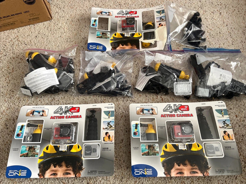 8 Cameras Explore One 4K Wifi Action Camera Floating Handle 32GB New Or Parts