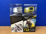 Sharper Image set of two 4K action cams in clear waterproof housings, boxed