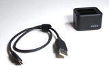 GoPro dual battery charger with black USB power cable
