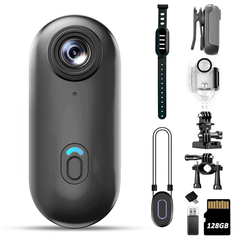 4K Mini Body Camera 128GB - Action Body Cam with Audio  Video- Thumb Hands Fr...