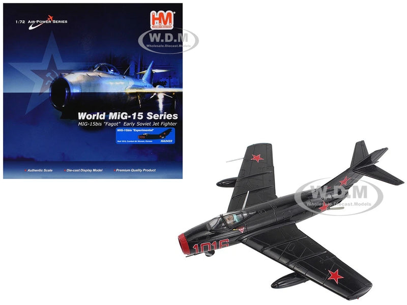 MIKOYAN-GUREVICH MIG-15BIS aircraft model in dark gray with red star tail and wings