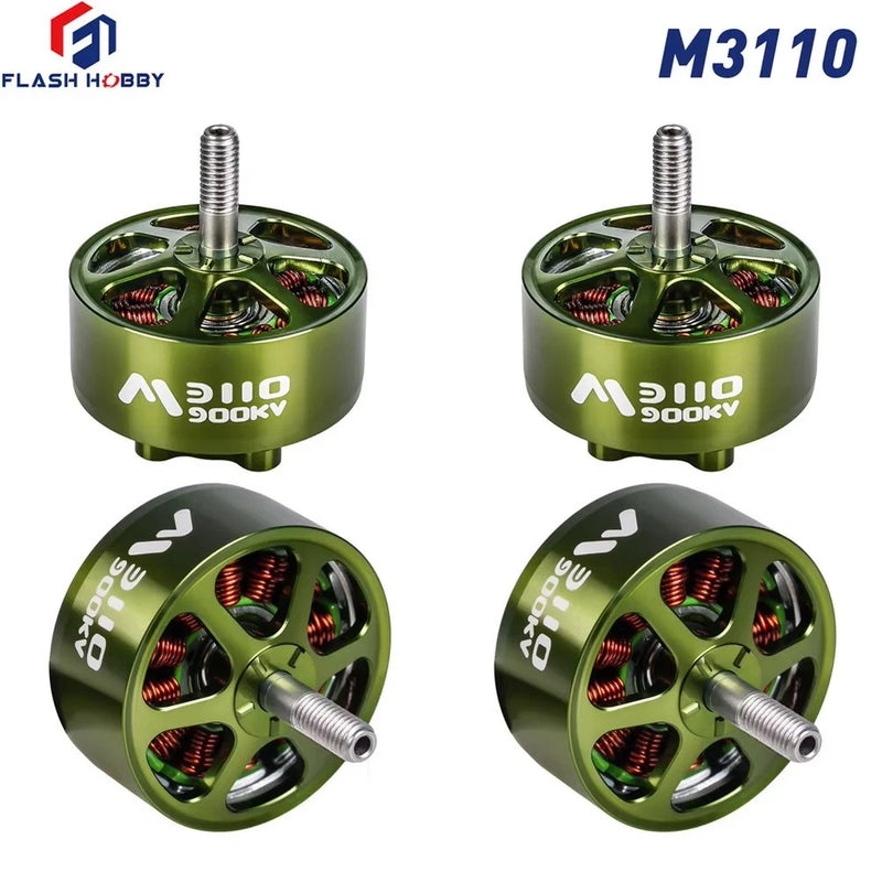 FLASHHOBBY M3110 900KV brushless RC motor, green with mounting screw and shaft