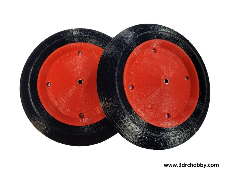 6.5in 165mm Model RC Airplane Wheels Low Bounce Treaded Rubber Tires Fokker DR1