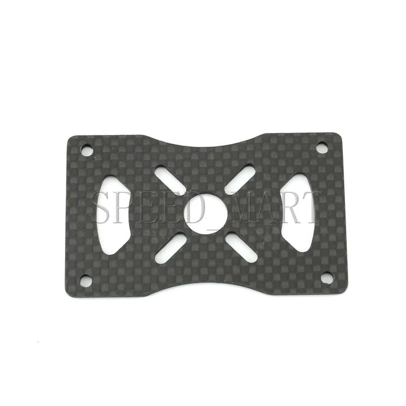 Carbon fiber motor mount plate with hex cutouts and four corner mounting holes