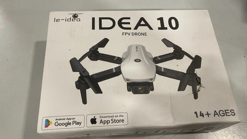 Le-idea IDEA 10 FPV drone box with front view of quadcopter and camera