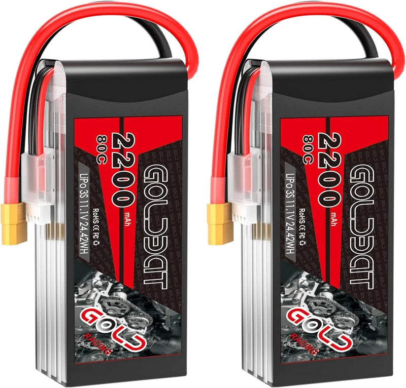 3S 11.1V Lipo Battery 2200mAh 80C XT60 Connector 3S Short Pack Battery for RC