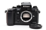Black Nikon F4 SLR 35mm film camera body with lens mount opening, top Nikon logo