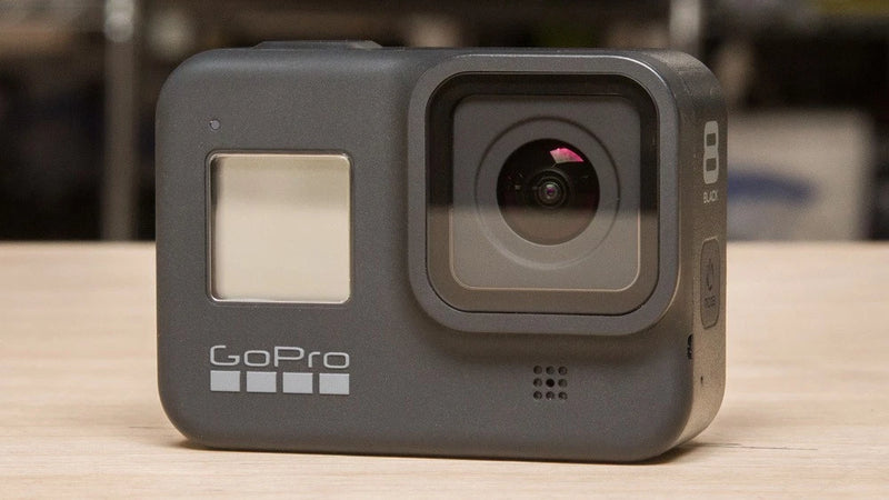 GoPro HERO8 action camera front view with lens and status window