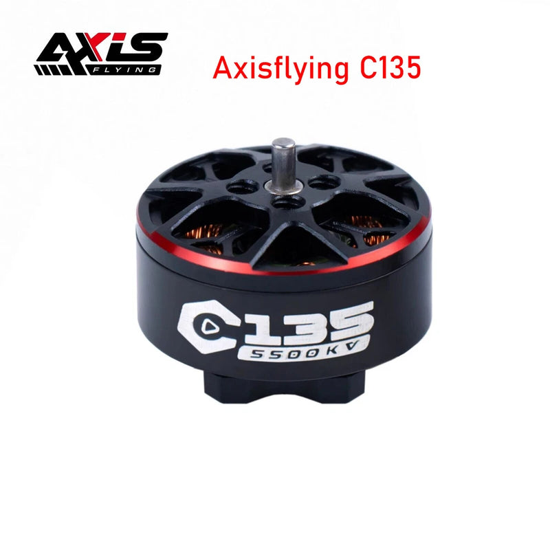 Black FPV brushless motor with 1.5mm shaft, C135 S500KV markings and red ring
