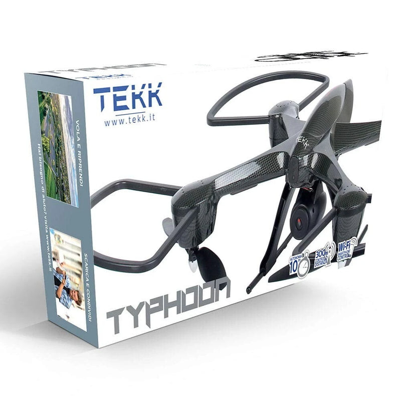 Foldable FPV quadcopter drone with protective prop guards and camera