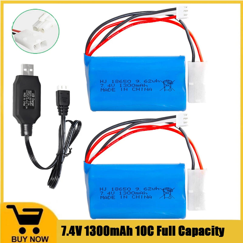7.4V 1300mah Battery with Charger for MN82 Remote Control Car Battery MN128 MN78