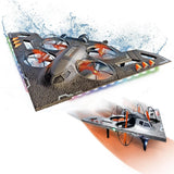 3-in-1 RC jet plane with orange propellers, remote-control aircraft for air, land, water