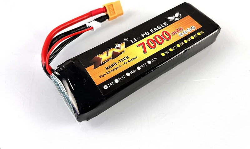 1x 7.4V 7000Mah Lipo Battery Xt60 for 1/16 Rc Henglong Tanks Remote Control Cars