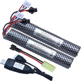 Carbon-fiber patterned LiPo battery pack with SM-2P plug, balance leads, and USB charger