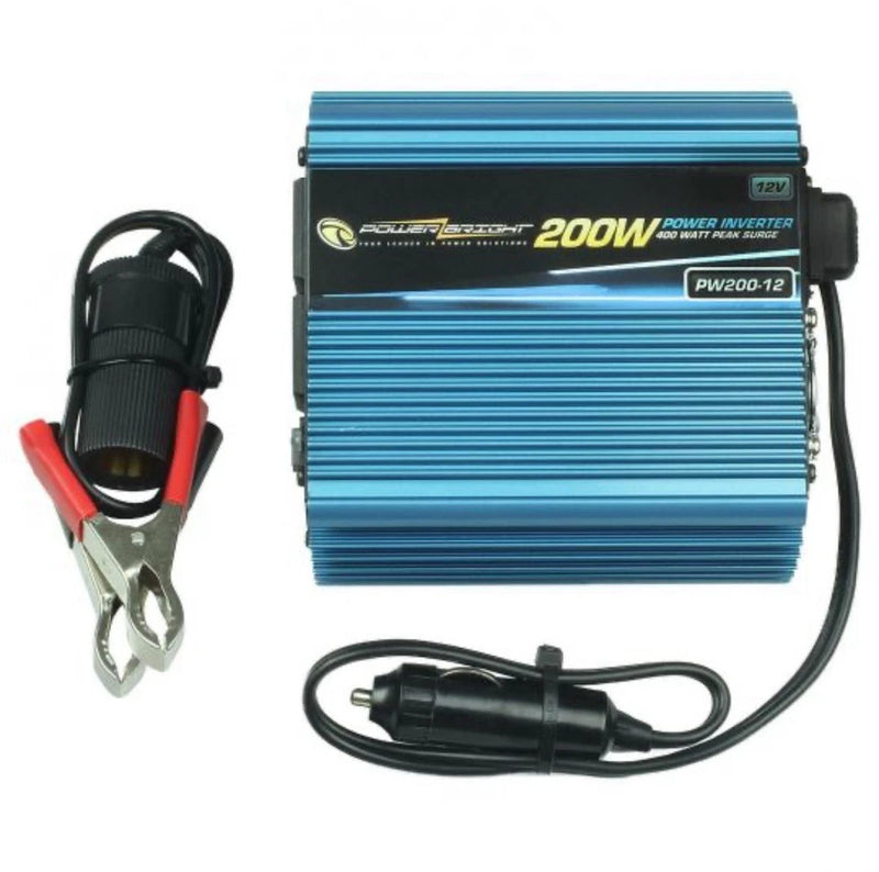 Power Bright 200W Power Inverter 12V 400W Peak Surge